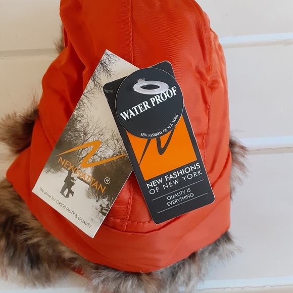 Orange Trooper Trapper Faux Fur Winter Hat - Picture 5 of 7